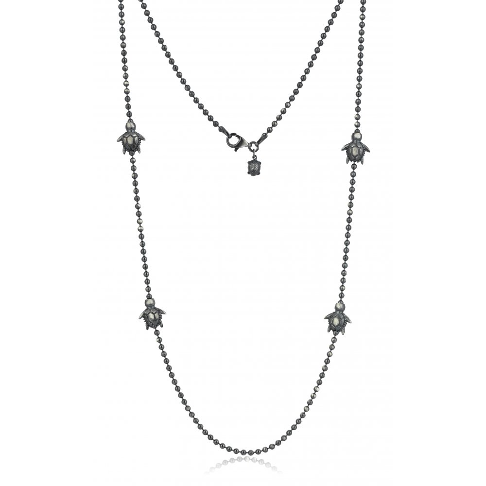 Oxidised Silver Turtles & Chain Necklace