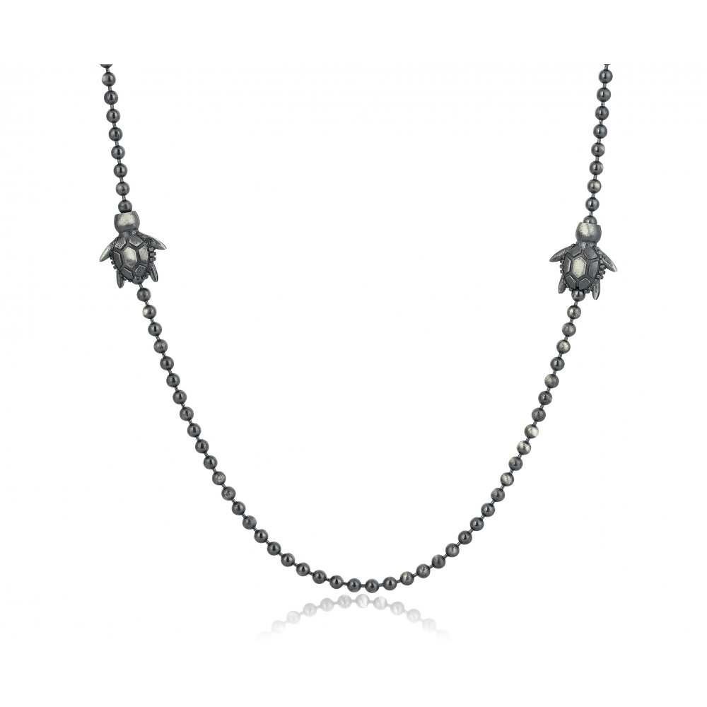 Oxidised Silver Turtles & Chain Necklace