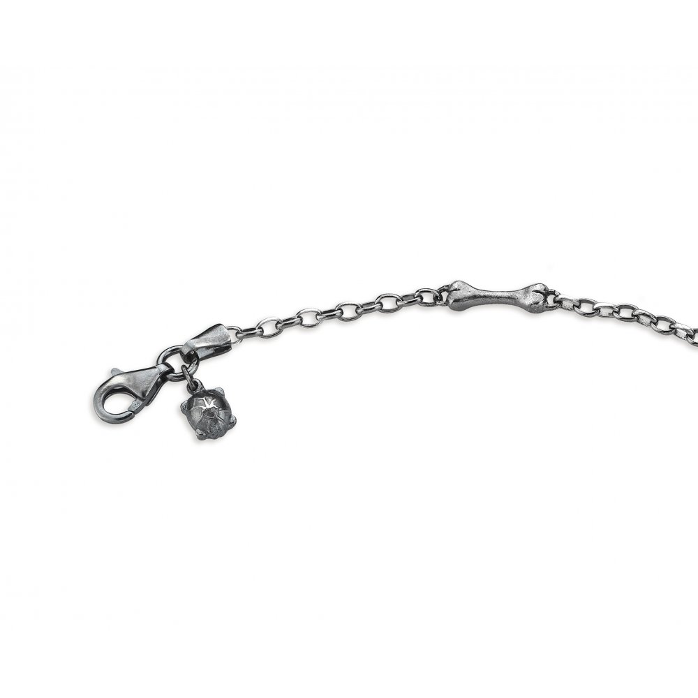 Oxidised Silver Bone & Chain Bracelet